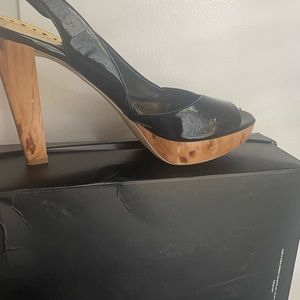Size 9.5 BCBG patten leather wooden heals